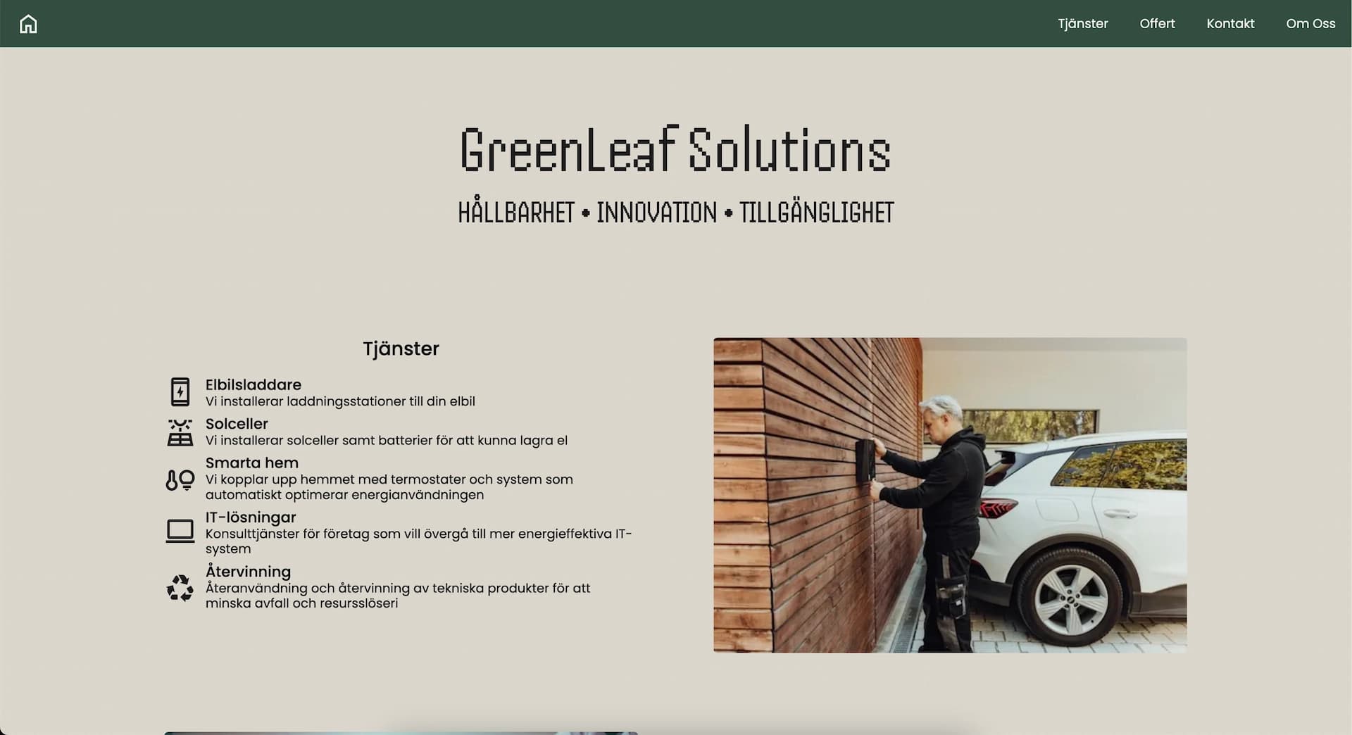 An image of GreenLeaf Solutions in desktop view
